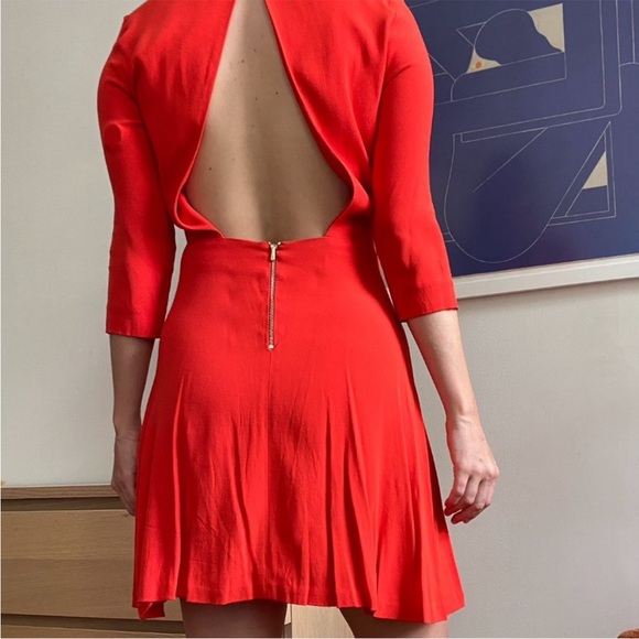 Sandro Red Long Sleeve Open-Back Dress - Picture 3 of 12